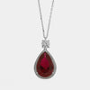 Collana in Argento 925 ovale con zircone rosso