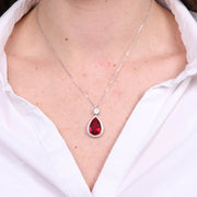 Collana in Argento 925 ovale con zircone rosso