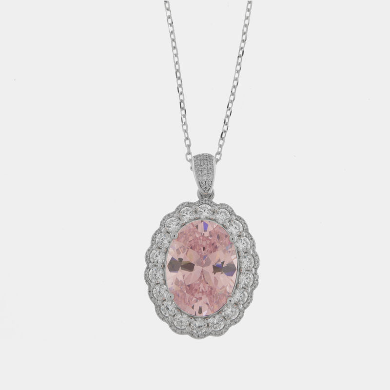 Collana in Argento 925 con zircone rosa SIMEONE - gioiello BySimon