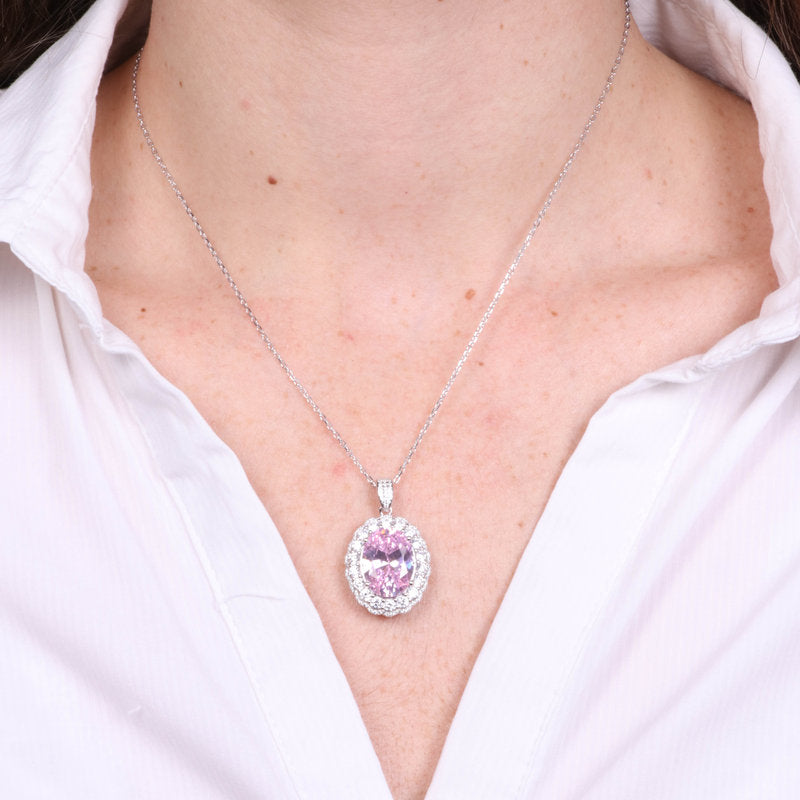 Collana in Argento 925 con zircone rosa SIMEONE - gioiello BySimon