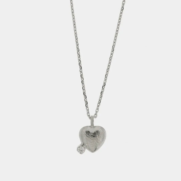 Collana in Argento 925 con cuore graffiato e cristallo - BYSIMON gioielli