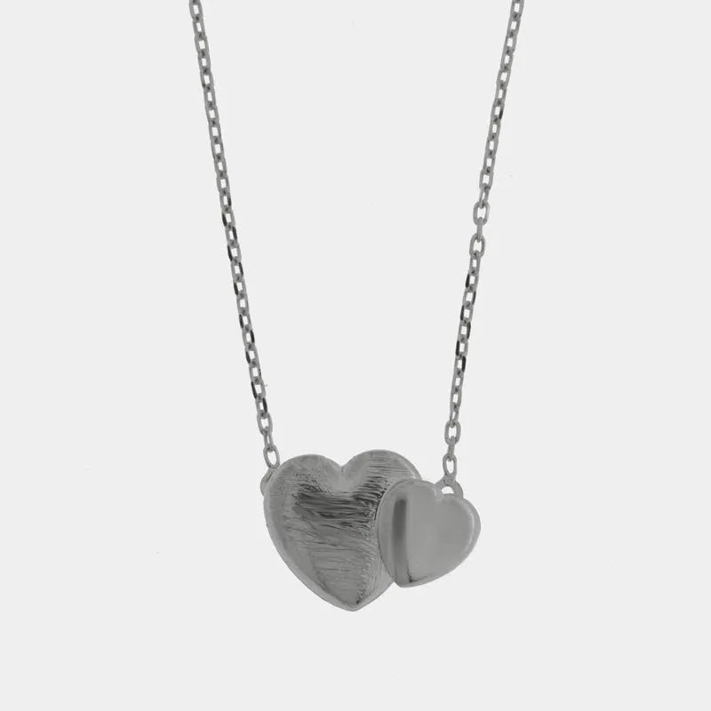 Collana in Argento 925 con doppio cuore
