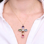 Collana in Argento 925 con croce colorata