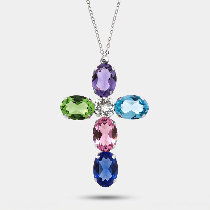 Collana in Argento 925 con cristalli multicolore - BYSIMON gioielli