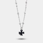 Collana in Argento 925 quadrifoglio nero - BYSIMON gioielli