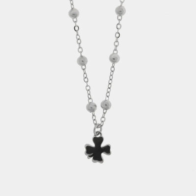 Collana in Argento 925 quadrifoglio nero - BYSIMON gioielli