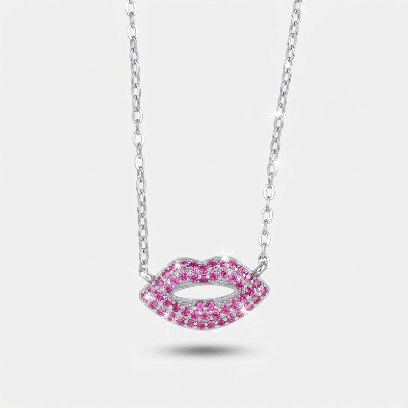 Collana in Argento 925 bocca con zirconi rossi Collezione Hanoi - BYSIMON gioielli