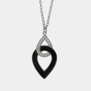 Collana in Argento 925 gocce intrecciate con smalto nero e zirconi