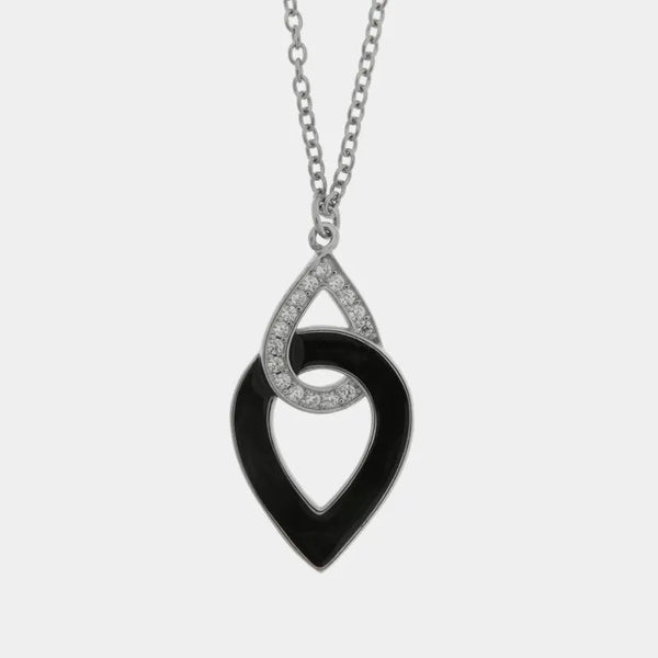 Collana in Argento 925 gocce intrecciate con smalto nero e zirconi - BYSIMON gioielli
