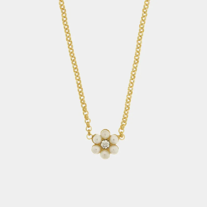 925 Sterling Silver Flower Necklace with Pearls