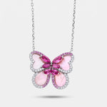 Collana in Argento 925 farfalla rosa in madreperla - BYSIMON gioielli