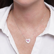 Collana in Argento 925 cuore rosa in madreperla e farfalla