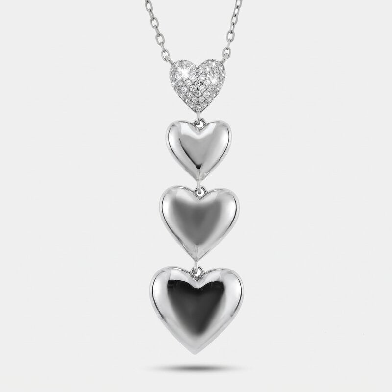 Collana in Argento 925 cuori lisci pendenti - BYSIMON gioielli