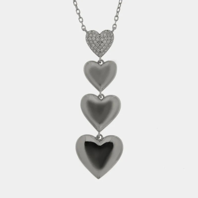 Collana in Argento 925 cuori lisci pendenti