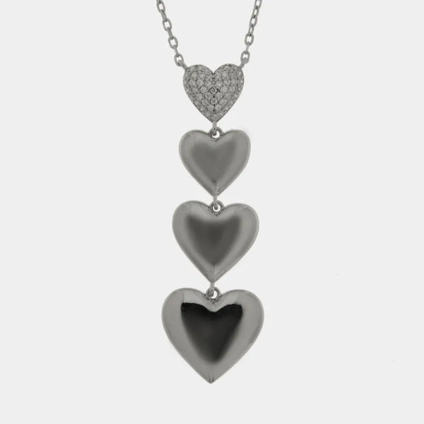 Collana in Argento 925 cuori lisci pendenti - BYSIMON gioielli