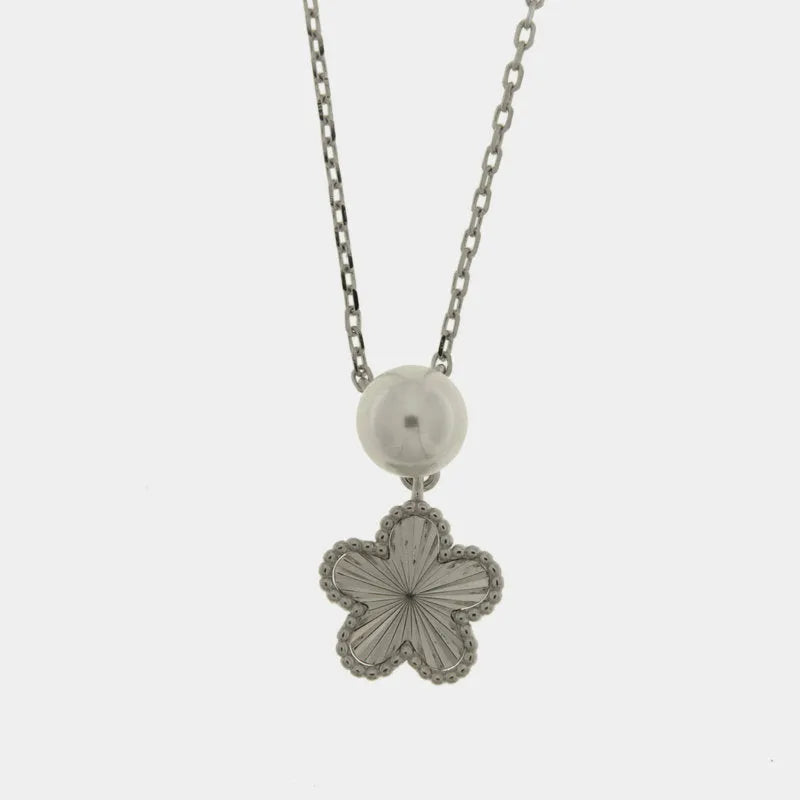 Collana in Argento 925 fiore e perla