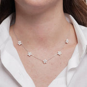 Collana in Argento 925 fiori con perle