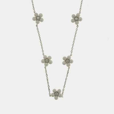 Collana in Argento 925 fiori con perle - BYSIMON gioielli