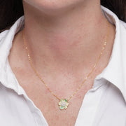 Collana in Argento 925 fiore verde zirconato con perle