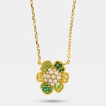Collana in Argento 925 fiore verde zirconato con perle BYSIMON - gioiello BySimon