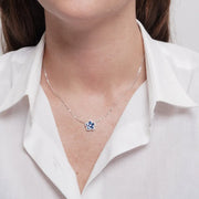 Collana in Argento 925 fiore zirconato blu