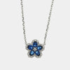 Collana in Argento 925 fiore zirconato blu