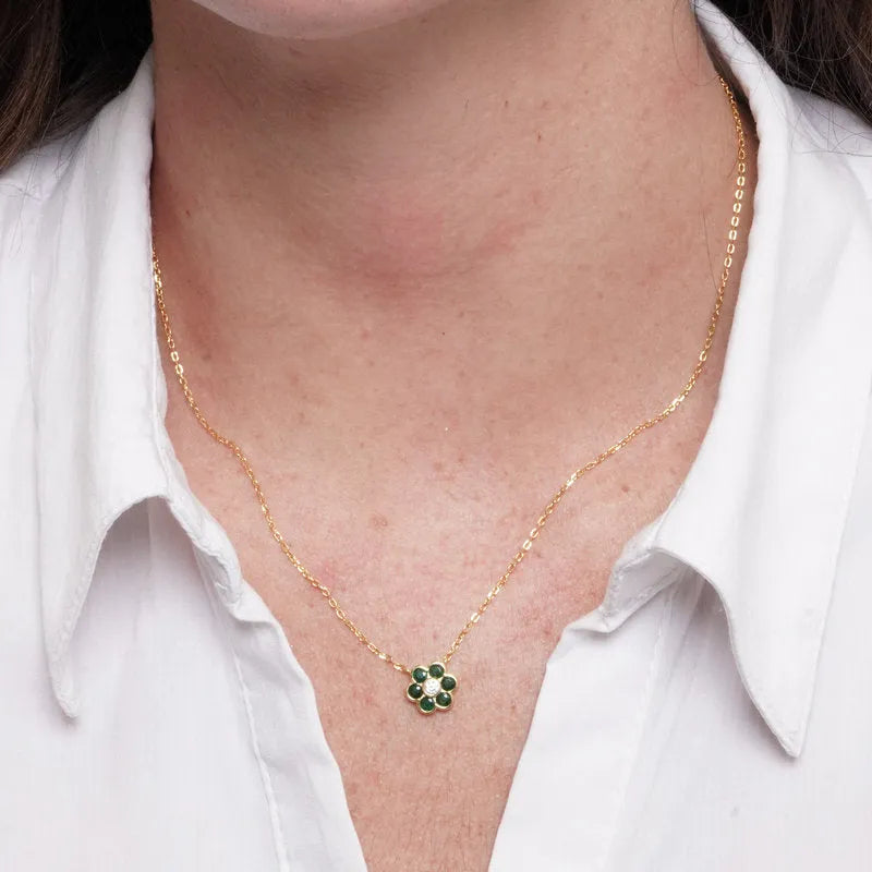 Collana in Argento 925 fiore verde BYSIMON - gioiello BySimon