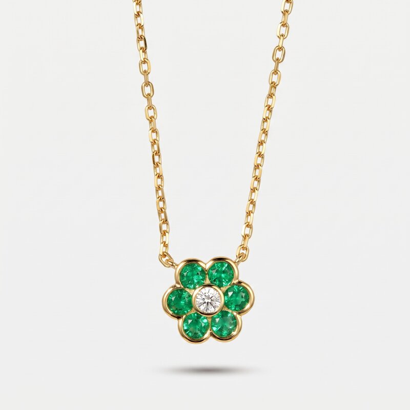Collana in Argento 925 fiore verde BYSIMON - gioiello BySimon