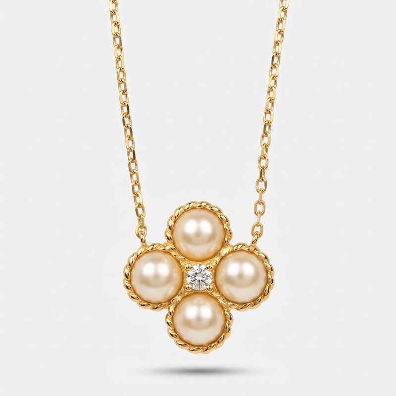 Collana in Argento 925 fiore con perle - BYSIMON gioielli