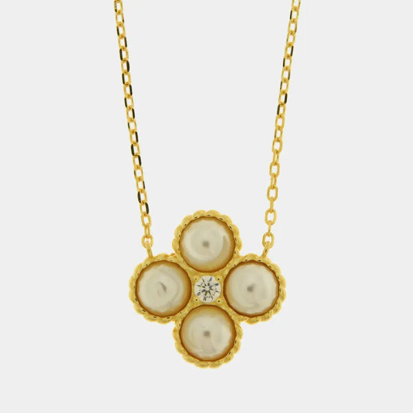 Collana in Argento 925 fiore con perle - BYSIMON gioielli