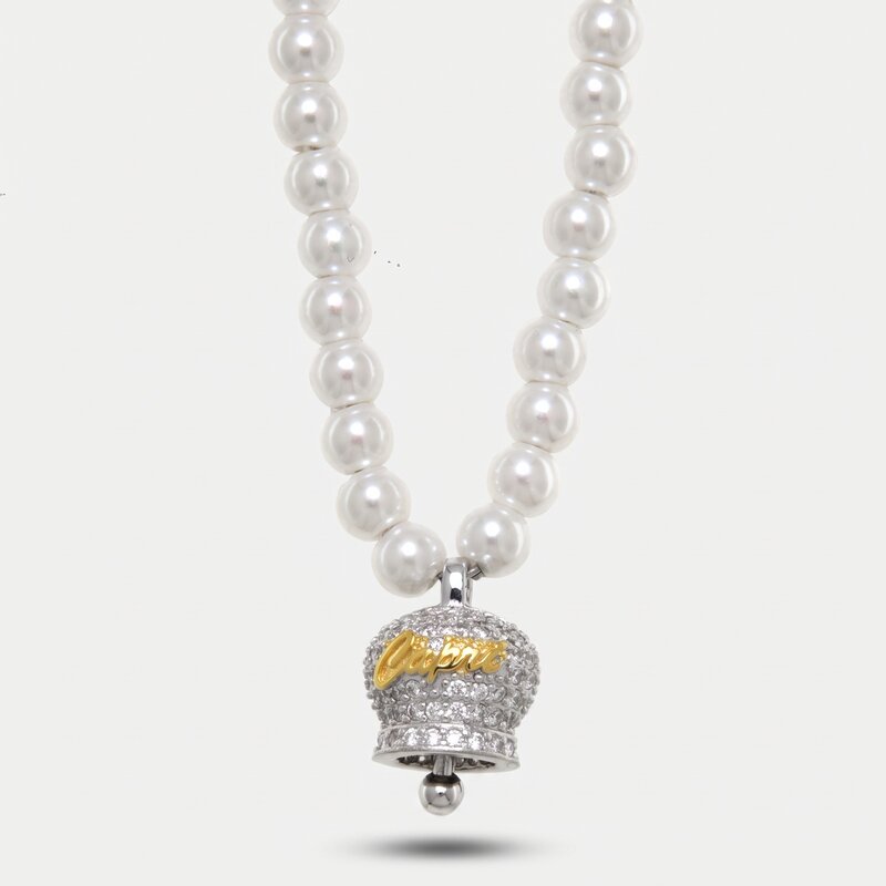 Collana in Argento 925 campanella Capri zirconata e perle - BYSIMON gioielli