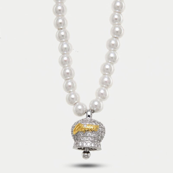 Collana in Argento 925 campanella Capri zirconata e perle - BYSIMON gioielli