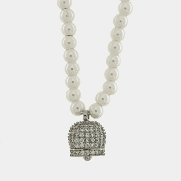 Collana in Argento 925 campanella Capri zirconata e perle - BYSIMON gioielli