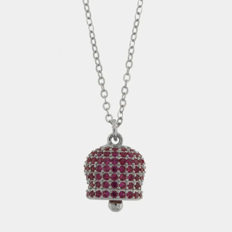 Collana in Argento 925 campanella rubino Capri zirconata