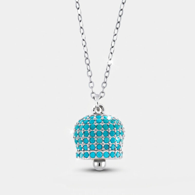 Collana in Argento 925 campanella azzurra Capri zirconata - BYSIMON gioielli