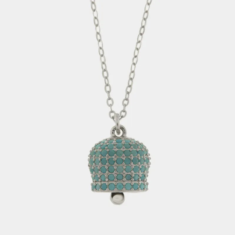 Collana in Argento 925 campanella azzurra Capri zirconata