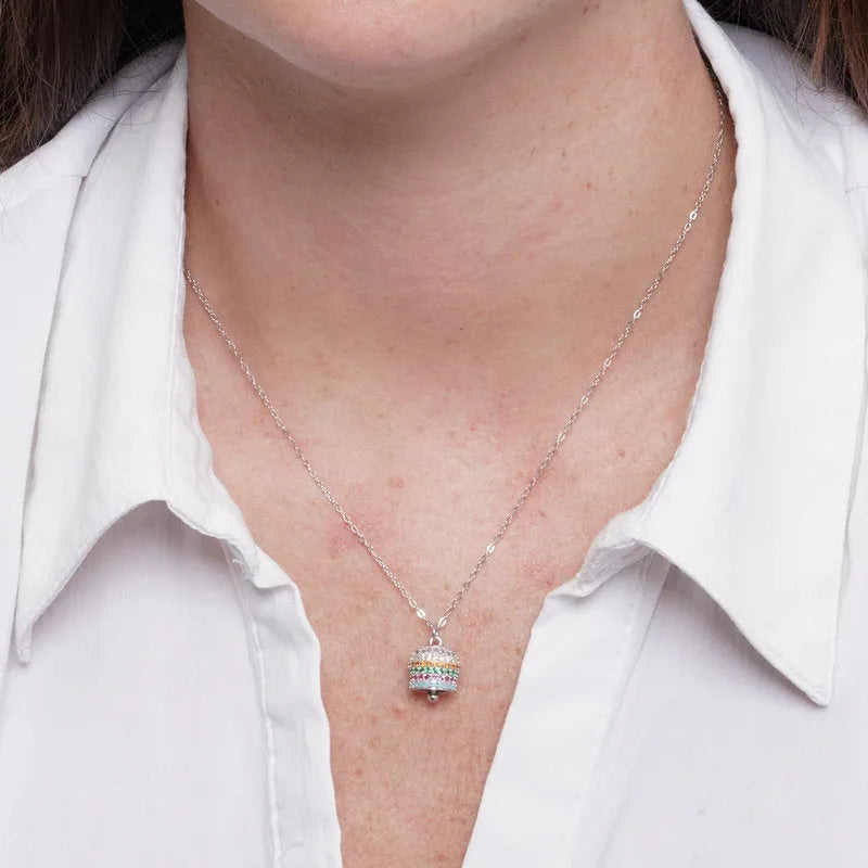Collana in Argento 925 campanella colorata Capri zirconata