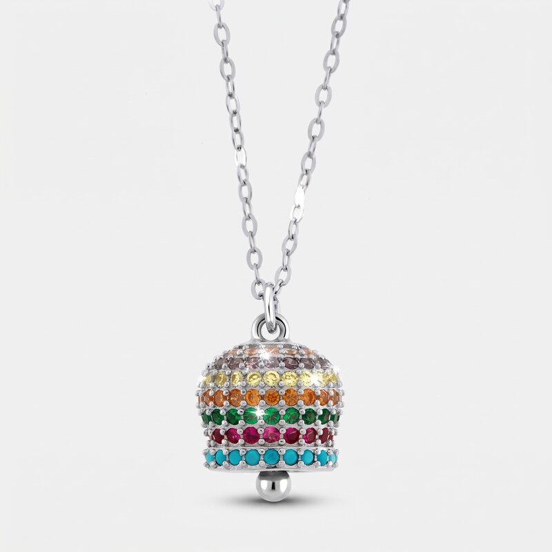 Collana in Argento 925 campanella colorata Capri zirconata Rodio - BYSIMON gioielli