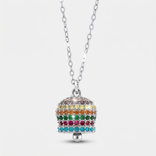 Collana in Argento 925 campanella colorata Capri zirconata Rodio - BYSIMON gioielli