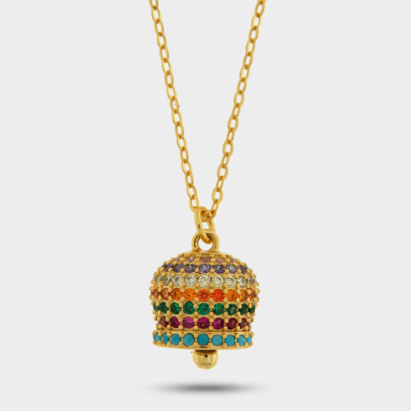 Collana in Argento 925 campanella colorata Capri zirconata Oro - BYSIMON gioielli