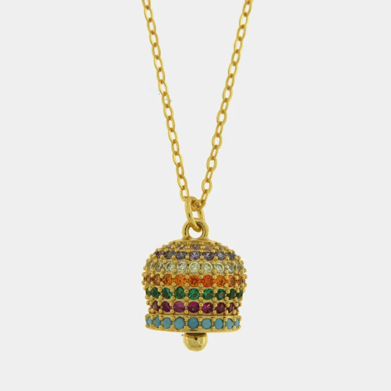 Collana in Argento 925 campanella colorata Capri zirconata