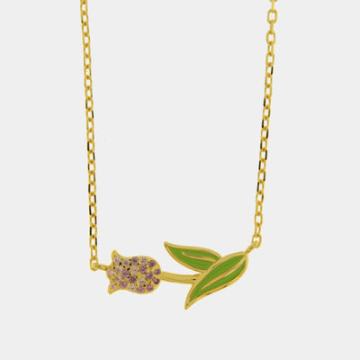Collana in Argento 925 tulipano viola - BYSIMON gioielli