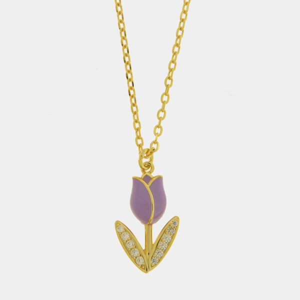 Collana in Argento 925 tulipano viola - BYSIMON gioielli