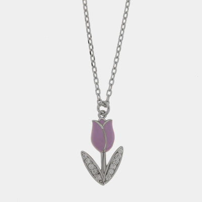 Collana in Argento 925 tulipano lilla - BYSIMON gioielli