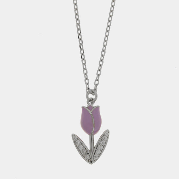 Collana in Argento 925 tulipano lilla - BYSIMON gioielli