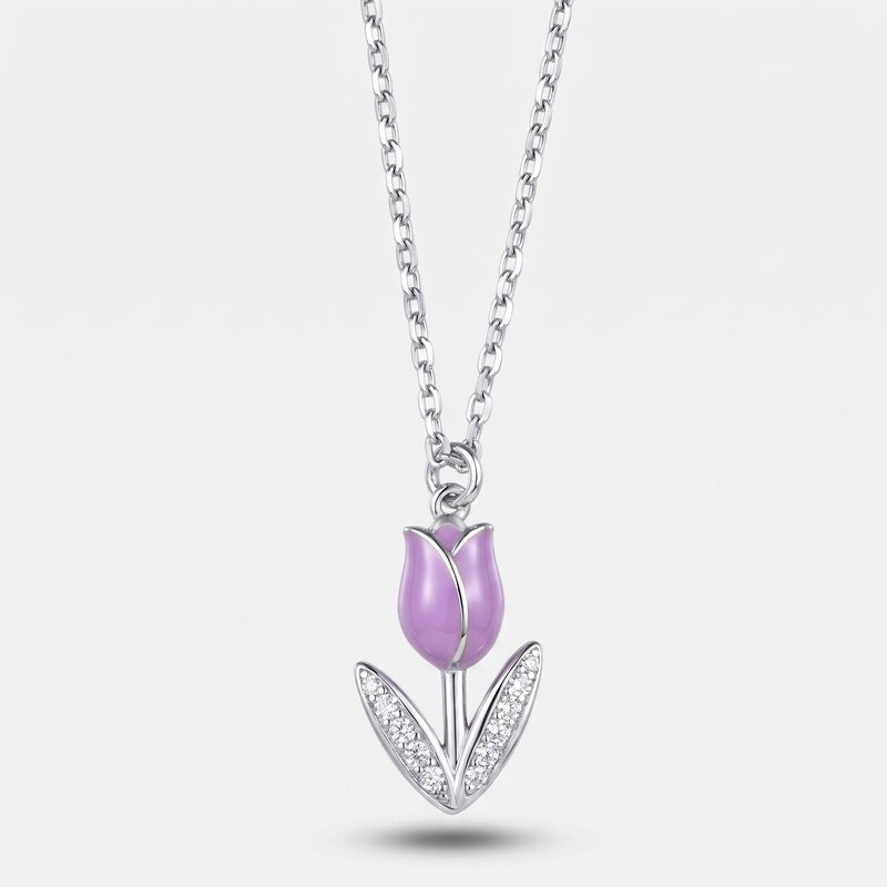 Collana in Argento 925 tulipano lilla - BYSIMON gioielli