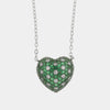 Collana in Argento 925 cuore bombato con pave' verdi