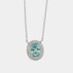 Collana in Argento 925 ovale con zircone azzurro - BYSIMON gioielli