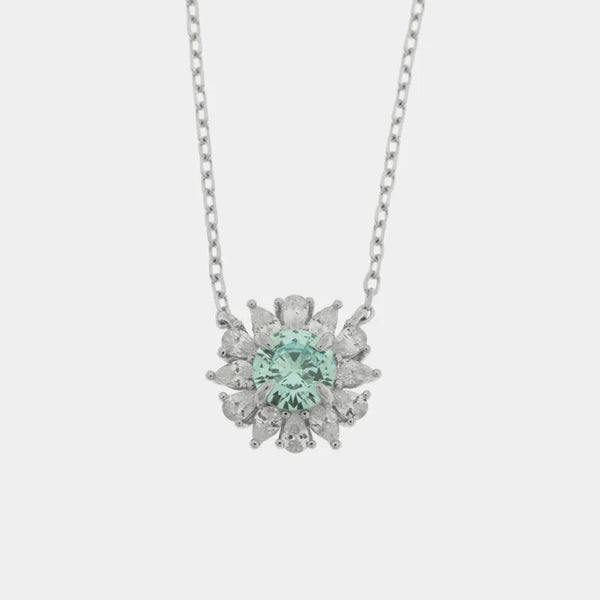 Collana in Argento 925 fiore con zircone azzurro - BYSIMON gioielli