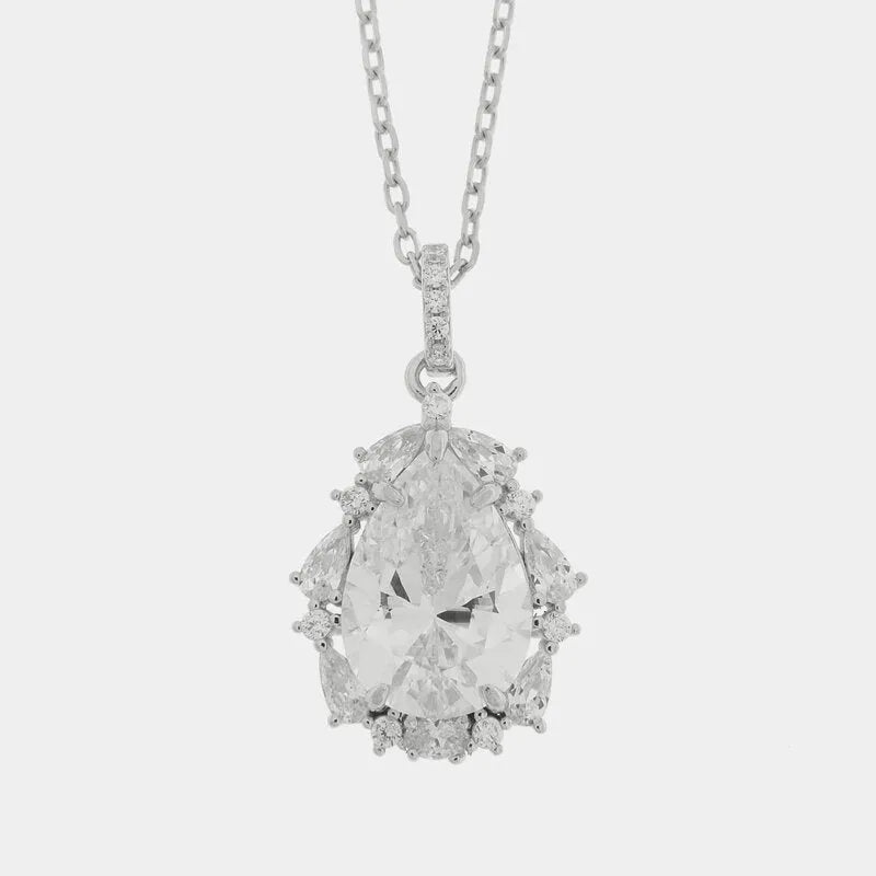 925 Sterling Silver Oval Zircon Necklace